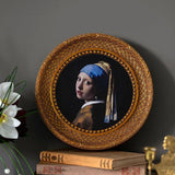 Antique Golden Circular Photo Frame Baroque Picture Holder Bedroom Ornament