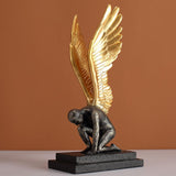 Angel Wing Statue Retro Vivid Figurine Bedroom Tabletop Decor Golden Wing