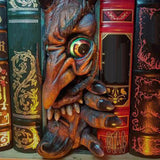 Monster Bookend Peeping On Bookshelf Sculpture Halloween Decor Brown