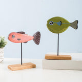 Wooden Fish Ornament Christmas Fish Shape Decor Ornament for Desktop Decor Red