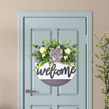 Round Wood Welcome Sign Fake Porch Hanging Front Door Home Festival Decors Style 1