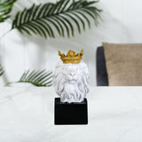 Lion Head Statue Ornament Home Sculpture Figurine Decor White 7x6x15cm