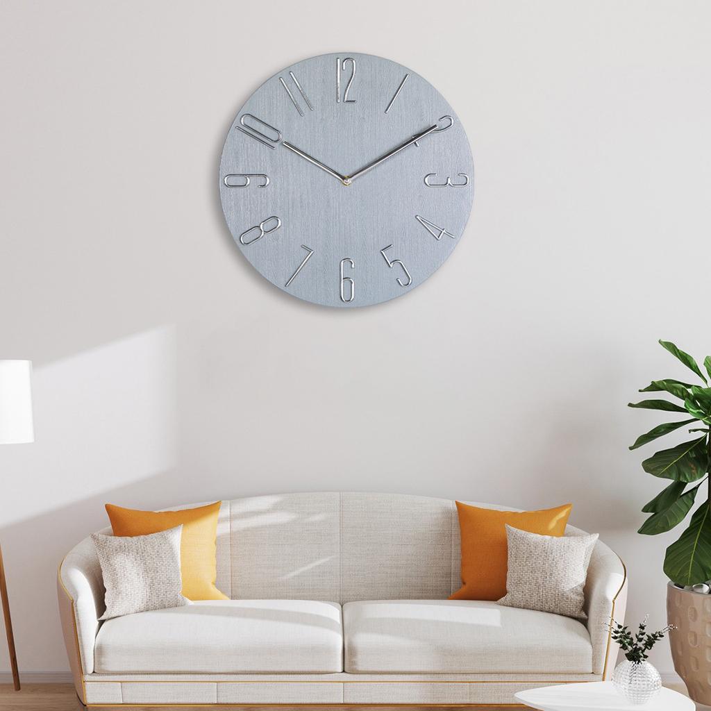 12'' Wall Clock Quartz Round Wall Clock Silent Wall Clock Battery Operated Gray