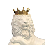 Crown Lion Statue Wild Animal Ornament Resin Home Sculpture Figurine Decors Lying White