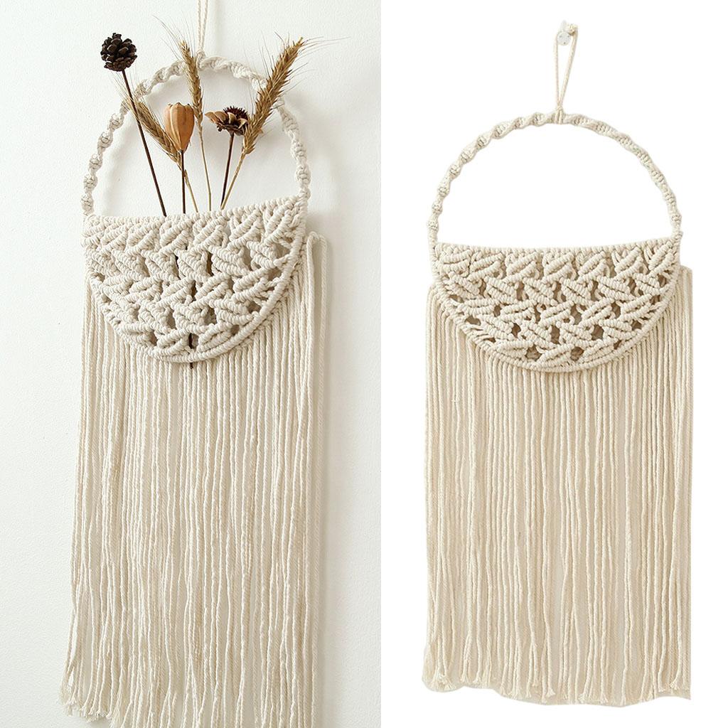 Maxbell  Macrame Wall Hanging Tapestry Pocket Decor Mail Magazine Holder 60X25X12CM