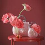 Maxbell  Glass Bag Vase with Handle Cherry Pink Living Room Indoor Romantic Ornaments Handbag