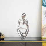 Nordic Thinker Sculpture Creative Figurine Home Statues Desktop Shelf Decors Silver Left