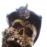 Human Skull Statue Skeleton Head Figurine Halloween Decor Bat