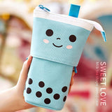 Maxbell Stand Pencil Holder Milky Tea Shape Makeup Organizer Multifunction Blue