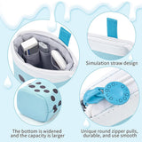 Maxbell Stand Pencil Holder Milky Tea Shape Makeup Organizer Multifunction Blue