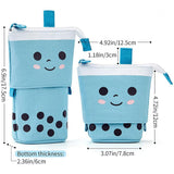 Maxbell Stand Pencil Holder Milky Tea Shape Makeup Organizer Multifunction Blue