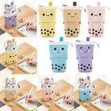 Maxbell Stand Pencil Holder Milky Tea Shape Makeup Organizer Multifunction Blue