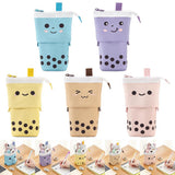Maxbell Stand Pencil Holder Milky Tea Shape Makeup Organizer Multifunction Blue