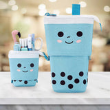 Maxbell Stand Pencil Holder Milky Tea Shape Makeup Organizer Multifunction Blue