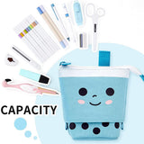 Maxbell Stand Pencil Holder Milky Tea Shape Makeup Organizer Multifunction Blue