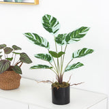 Artificial Arrowroot Bonsai Faux Potted Plants Farmhouse Bathroom Pot