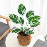 Artificial Arrowroot Bonsai Faux Potted Plants Farmhouse Bathroom Basket