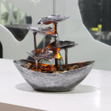 Relaxation Indoor Tabletop Fountain LED Light for Garden Desktop Decoration Silver