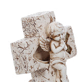 Cross Statues Figurine Art Sculpture Home Accent 9.5x6x11cm White