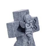 Cross Statues Figurine Art Sculpture Home Accent 9.5x6x11cm Gray