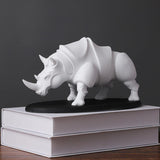 Maxbell Rhino Sculpture Animal Model Office Desk Ornament Christmas Decor White