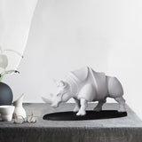 Maxbell Rhino Sculpture Animal Model Office Desk Ornament Christmas Decor White