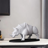 Maxbell Rhino Sculpture Animal Model Office Desk Ornament Christmas Decor White