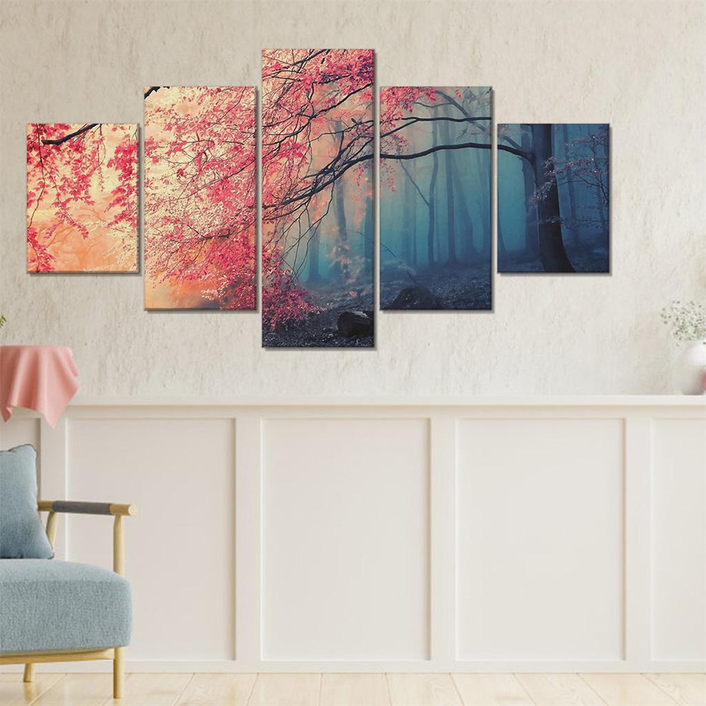 Maxbell  5Pcs Antumn Leaves Canvas Wall Art Home Decoration Painting Poster Small set