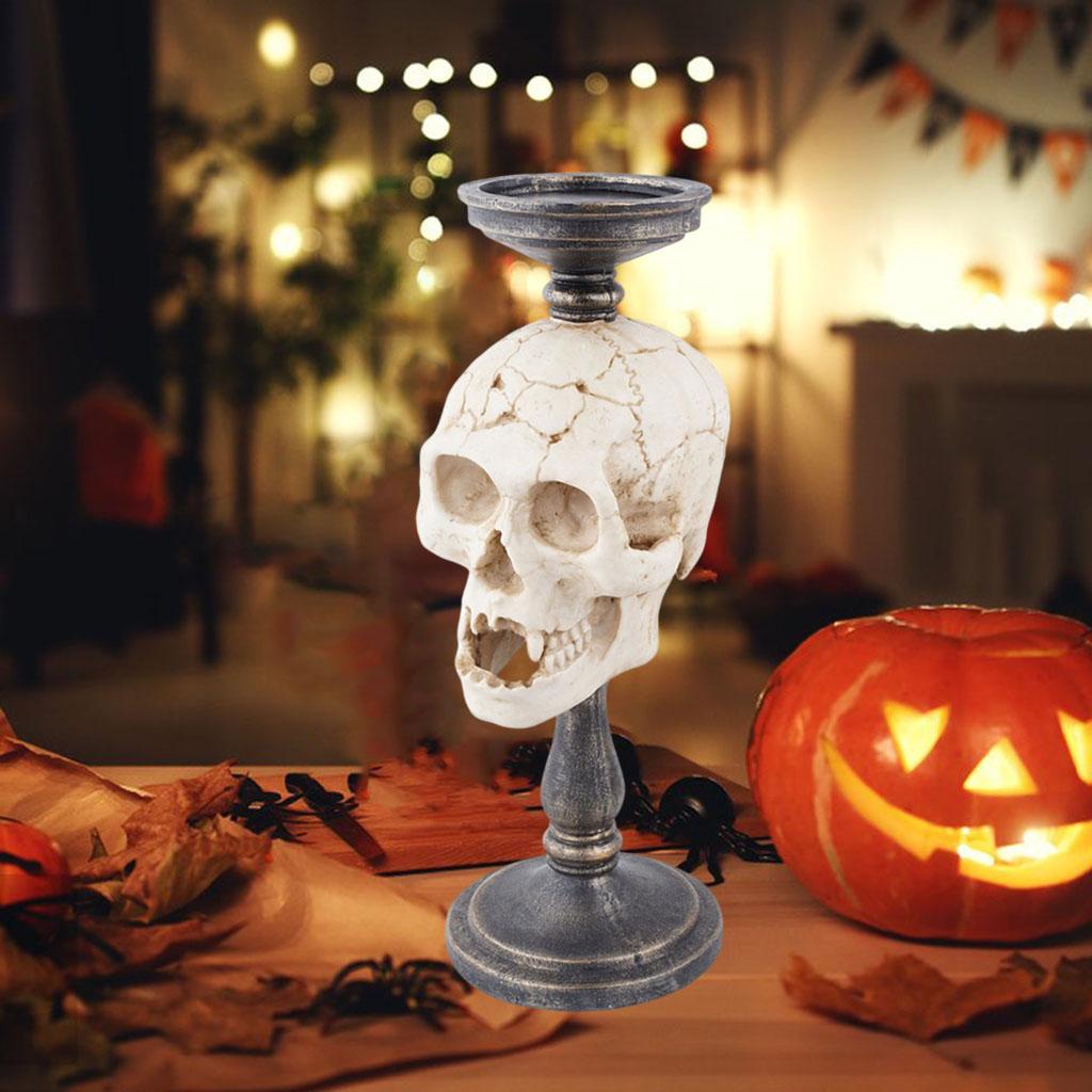 Skeleton Human Head Skull Halloween Statue Resin Sculpture Fossil Decor