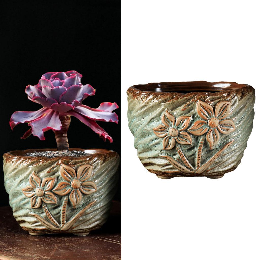 Maxbell  Succulent Plant Pot Cactus Flower Pot Decor Planter Pots Green 5.8x5x3.9in