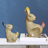 Rabbits Figurine Easter Decor Bookshelf Statue Tabletop Sculpture Ornament