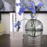 Maxbell  Art Clear Round Glass Vase Tabletop Terrarium Container Bud Pot Home Decor Matte Short