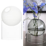 Maxbell  Art Clear Round Glass Vase Tabletop Terrarium Container Bud Pot Home Decor Matte Tall