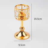 Gold Crystal Candle Holder Pillar Candlestick Stand Party Decor 9.5x19.5cm