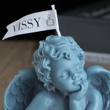 3D Cute Angel Candle Decorative Candle Bathroom Birthday Holiday Gifts gray blue