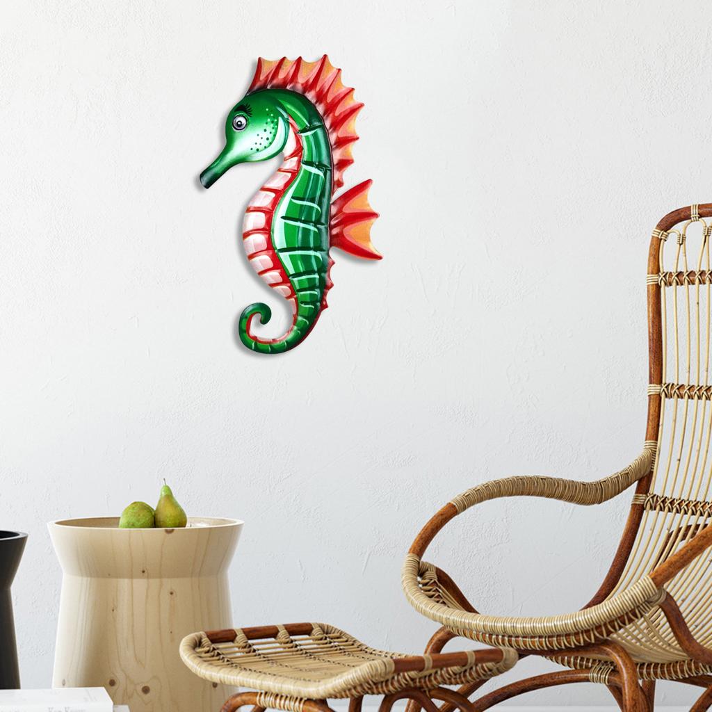 Seahorse Wall Decor for Home Living Room Garden Fence Yard Ornament Green