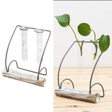 Maxbell  Desktop Glass Planter Vase Metal Stand Hydroponic Plant Container Style 7