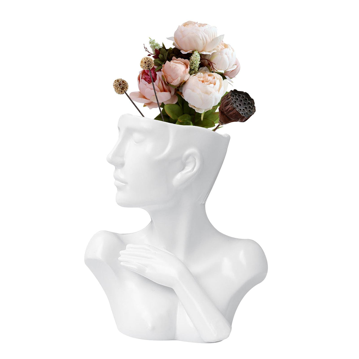 Maxbell  Ceramic Plant Pot Model Art Pot Face Vase Planting Pot Decor Matte white