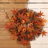 17 inch Halloween House Front Door Decor Maple Leaf Garland Autumn Wreath