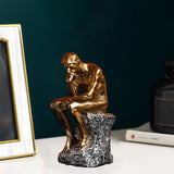 Nordic Resin Thinkers Statue Retro Ornaments Home Office Decor Handmade Gift Golden