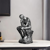 Nordic Resin Thinkers Statue Retro Ornaments Home Office Decor Handmade Gift Silver