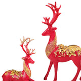 Maxbell Elk Statue Resin Crafts Figurine Sculpture Home Christmas Decors Red