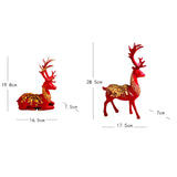 Maxbell Elk Statue Resin Crafts Figurine Sculpture Home Christmas Decors Red