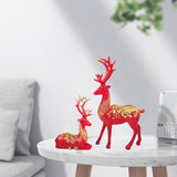 Maxbell Elk Statue Resin Crafts Figurine Sculpture Home Christmas Decors Red