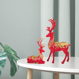 Maxbell Elk Statue Resin Crafts Figurine Sculpture Home Christmas Decors Red