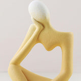 Maxbell Thinker Sculpture Ceramic Desktop Figurine Vase Home Shelf Statues Yellow