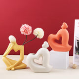 Maxbell Thinker Sculpture Ceramic Desktop Figurine Vase Home Shelf Statues Yellow