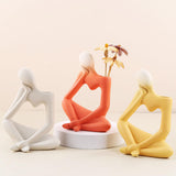 Maxbell Thinker Sculpture Ceramic Desktop Figurine Vase Home Shelf Statues Yellow