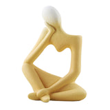 Maxbell Thinker Sculpture Ceramic Desktop Figurine Vase Home Shelf Statues Yellow