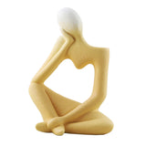 Maxbell Thinker Sculpture Ceramic Desktop Figurine Vase Home Shelf Statues Yellow